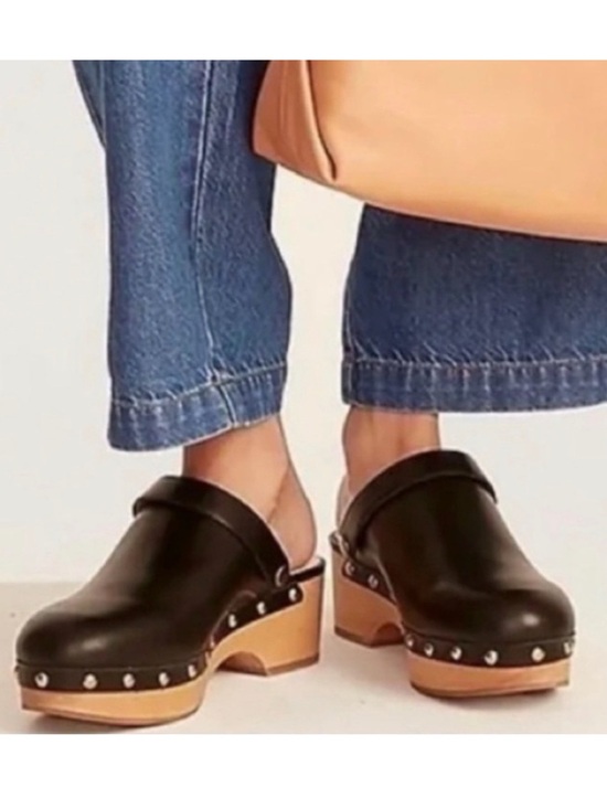 J. Crew Shoes - J.Crew Convertible Leather Clogs wood sole stud detail versatile strap Size 8
